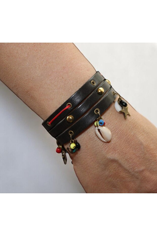Leather Bracelet | Bohemian Charm | Seashell Clip Women's Bracelet