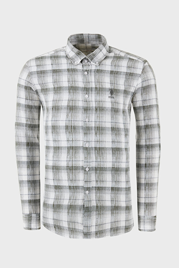 U.S. Polo Plaid 100% Cotton Regular Fit Button Collar Shirt Men's Shirt G081Gl0042125478