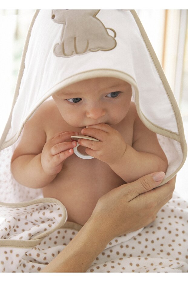 Baby Hooded Towel Ecru 9918
