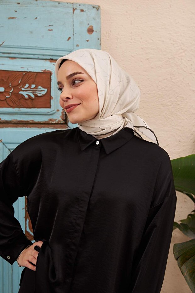 Text Pattern Thin Cotton Scarf - 2