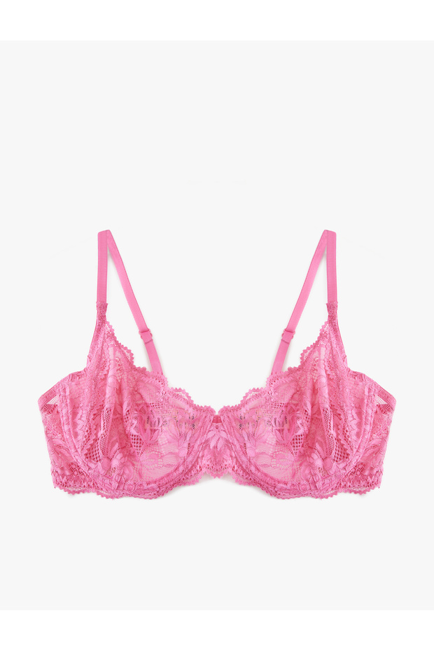 Semi-Transparent Underwire Non-Fill Lace Bra