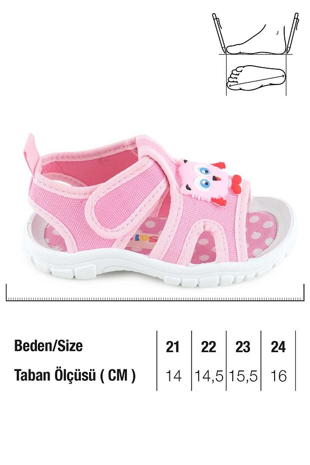 Kız Çocuk Yazlık Alt Taban PVC Rahat İç Taban Terk Cırt Cırtlı Ayarlanabilir Günlük Sandalet - 2
