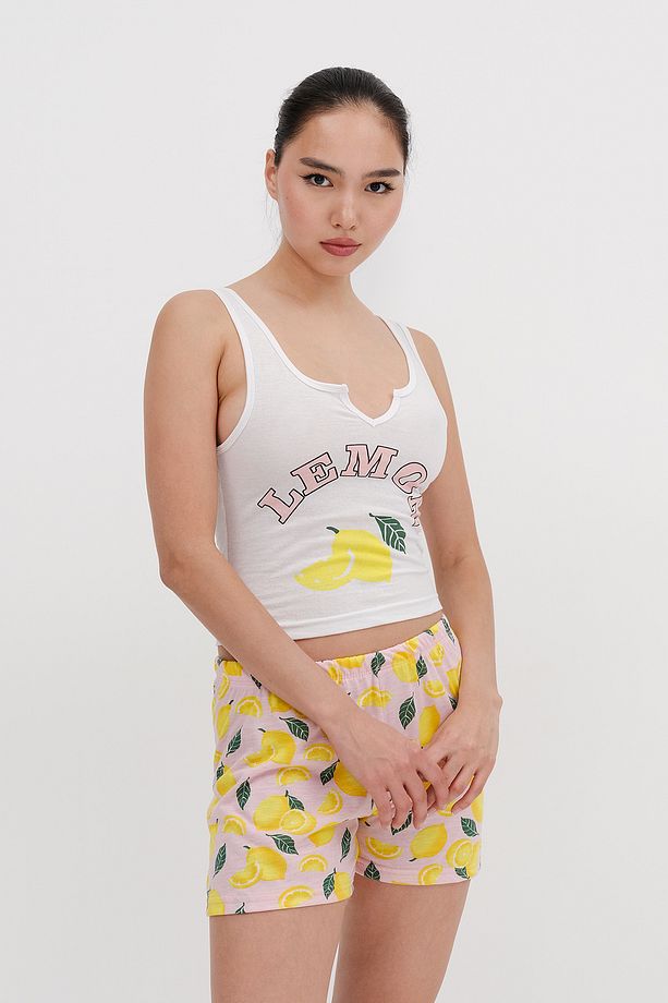 Limon Baskılı Şortlu Pijama Takımı Ş126 - 4