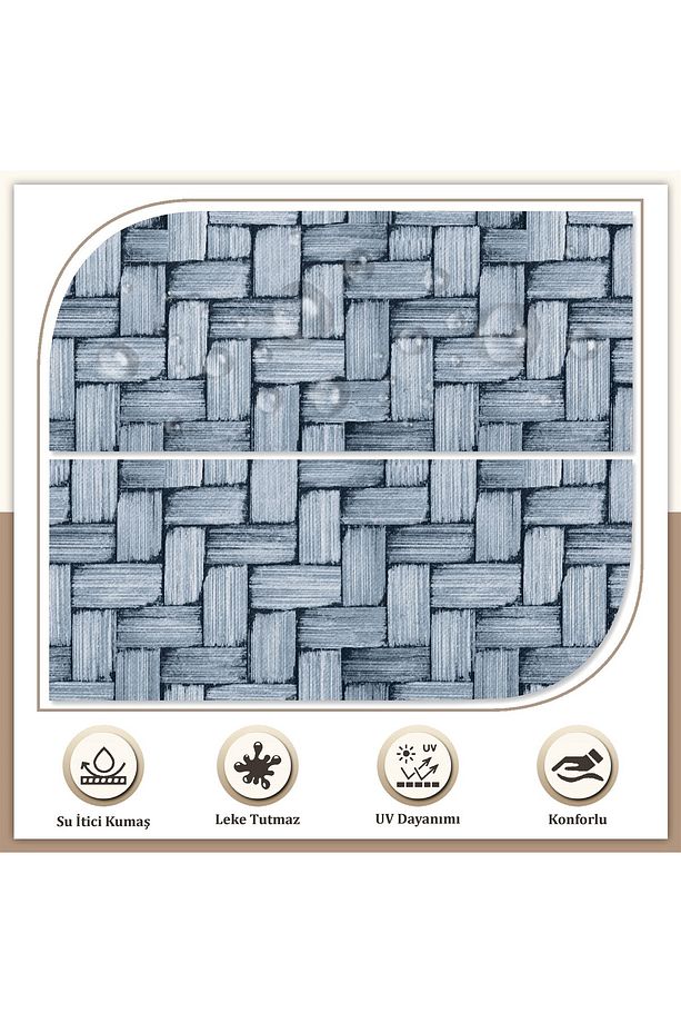 Canvas Tekli Wicker Sıvı Geçirmez Leke Tutmaz Fermuarlı Bağcıklı Sandalye Minderi 40 x 40 cm - 3
