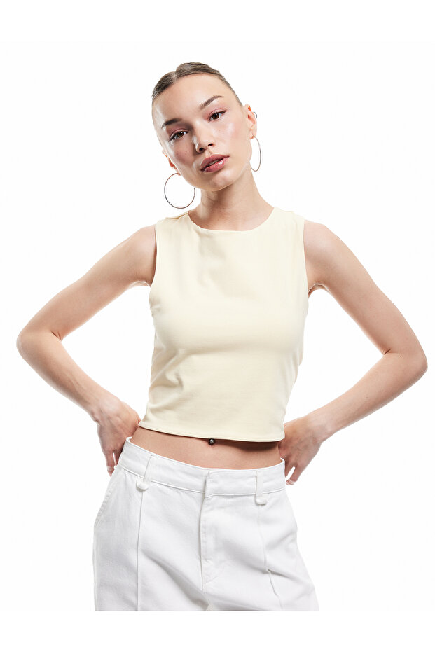 Crew Neck Sleeveless Slim Fit Cotton Basic Crop Tank Top
