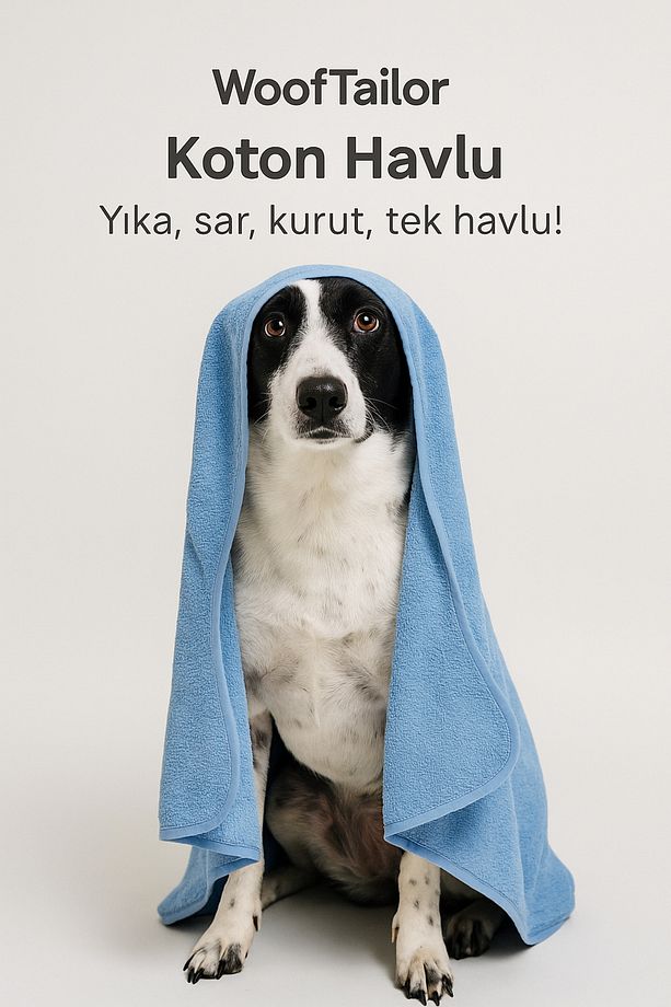 Köpek Koton Banyo Havlusu - Bebe Mavi - 1