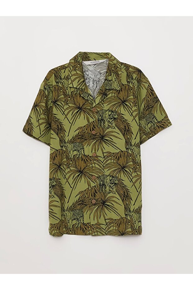 Lcw Kids Green Print Short Sleeve Boy Shirt