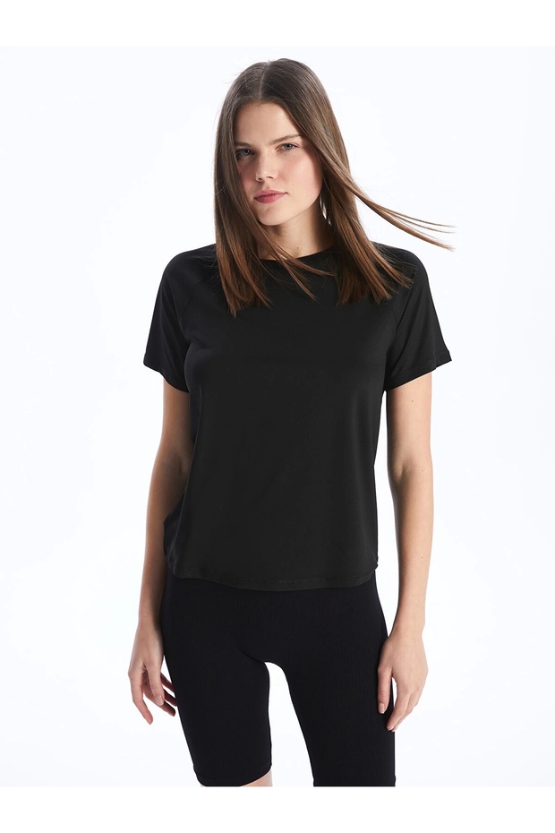 Xside Black Crew Neck Plain Short Sleeve Women's T-Shirt