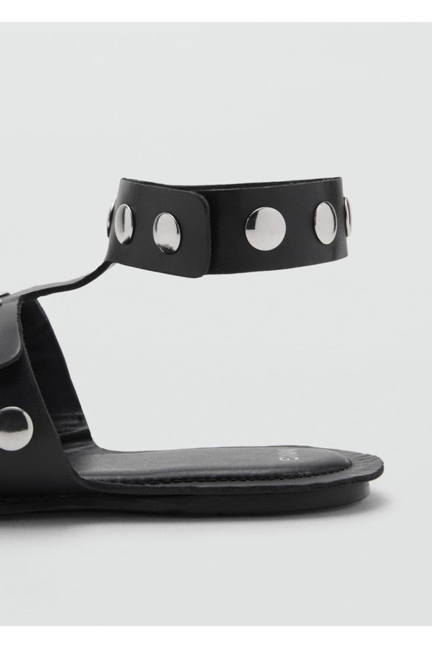 Zımbalı deri sandalet - 4