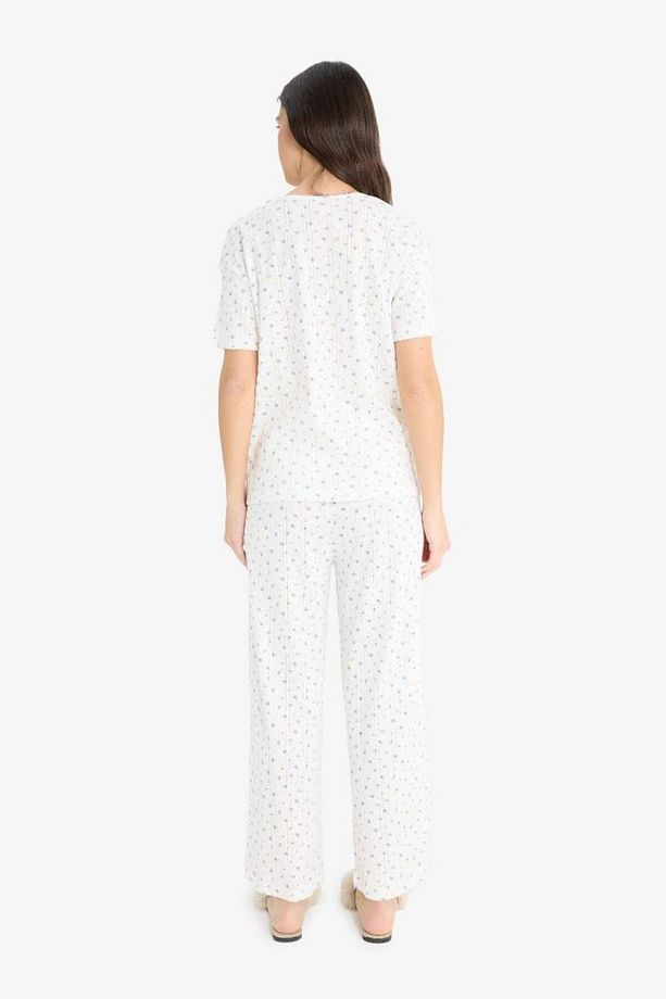 Regular Fit Pijama Takımı Kısa Kollu Üst Esnek Belli Uzun Alt-fall In Love F4162ax25sm - 7