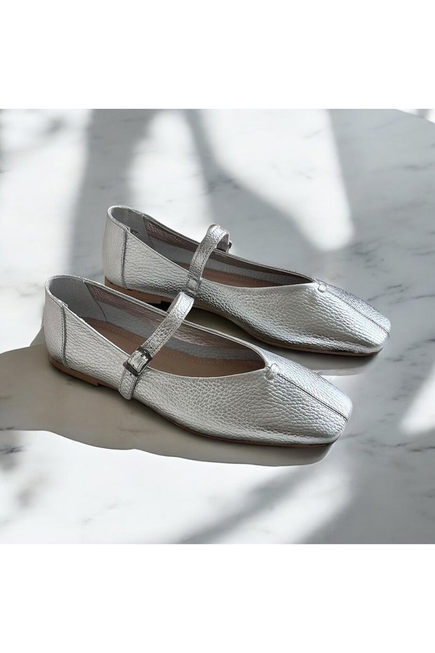 Genuine Leather Blunt Toe Daily Ballerina Shoes