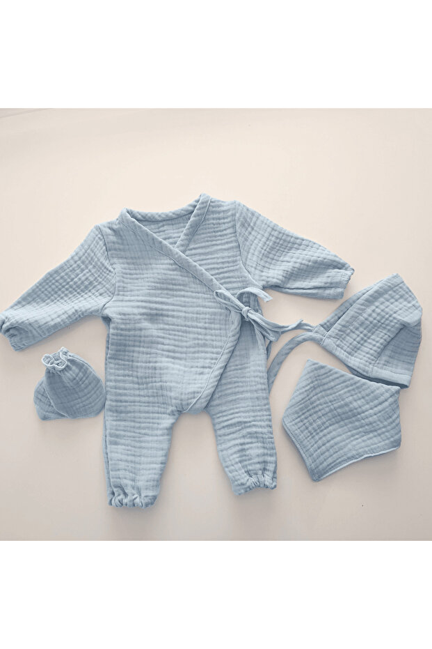 Blue Muslin Hospital Outlet Set of 4, Newborn Set