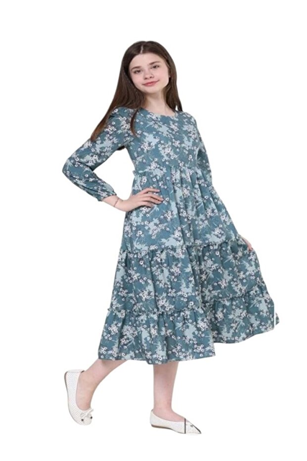 Floral Dress - Smile - Green -