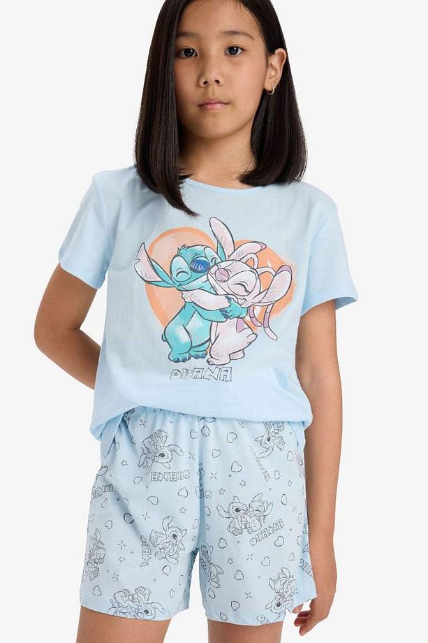 Kız Çocuk Disney Lilo & Stitch Pijama Takımı Kısa Kollu Üst Şort E6241a825sp - 4