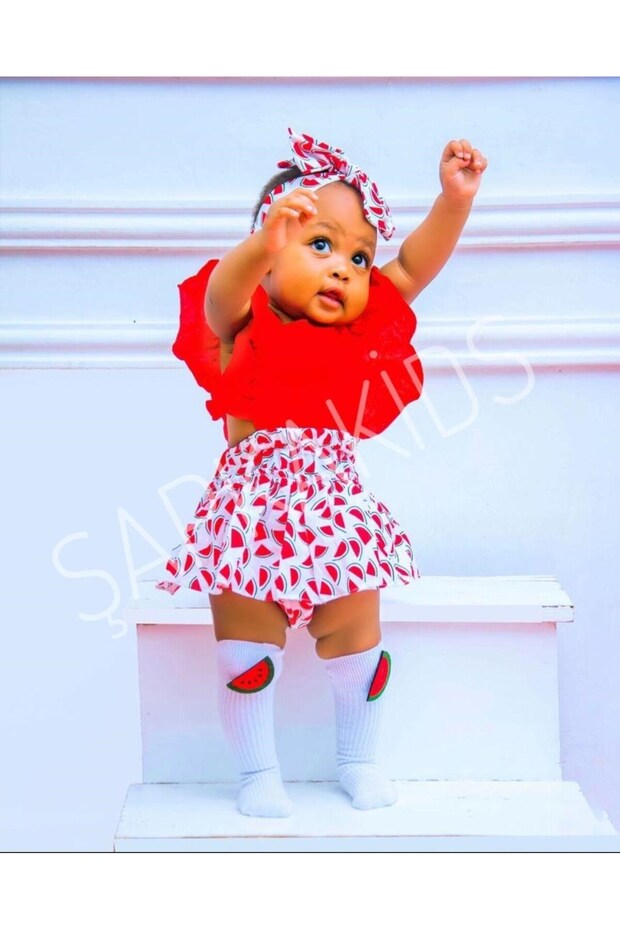Watermelon Slopet Bandana and Felt Socks Set