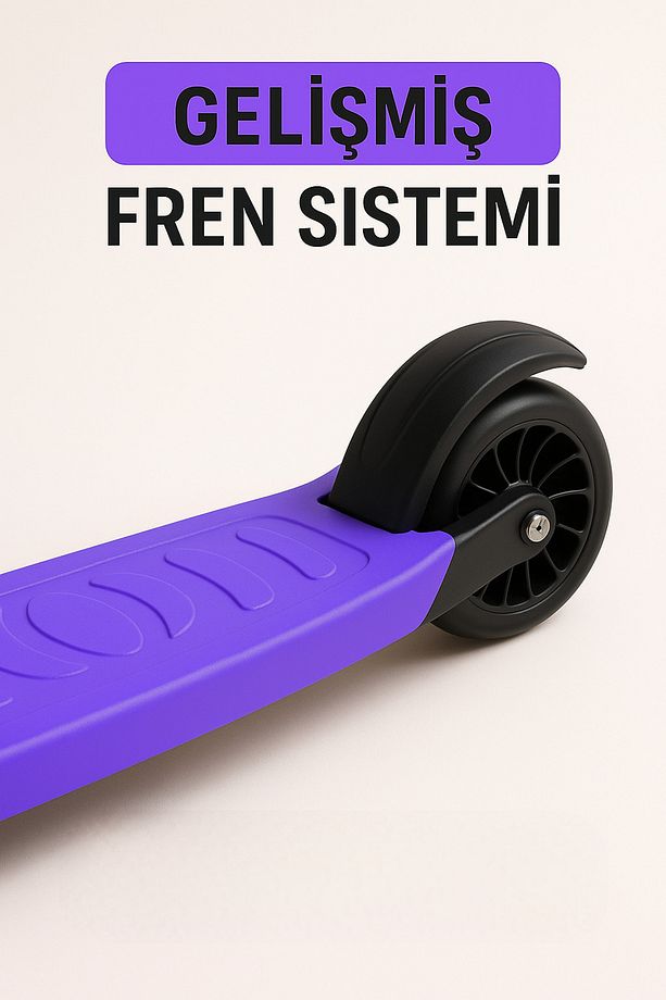 Pi 3 Tekerlekli Çocuk Scooter | Mor Renk | 3 Kademeli Gidon | Max 50 kg - 3