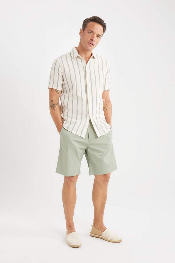 Yeni Sezon %100 Pamuk Regular Fit Gabardin Bermuda Şort - 5