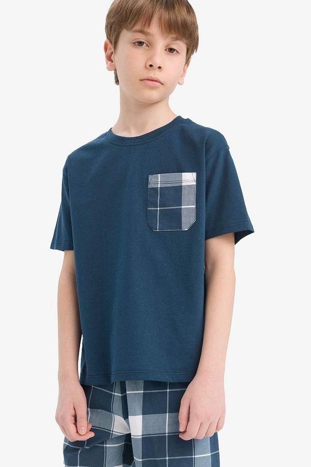 Erkek Çocuk Pijama Takımı Kısa Kollu Üst Kareli Şort E0020a825hs - 3
