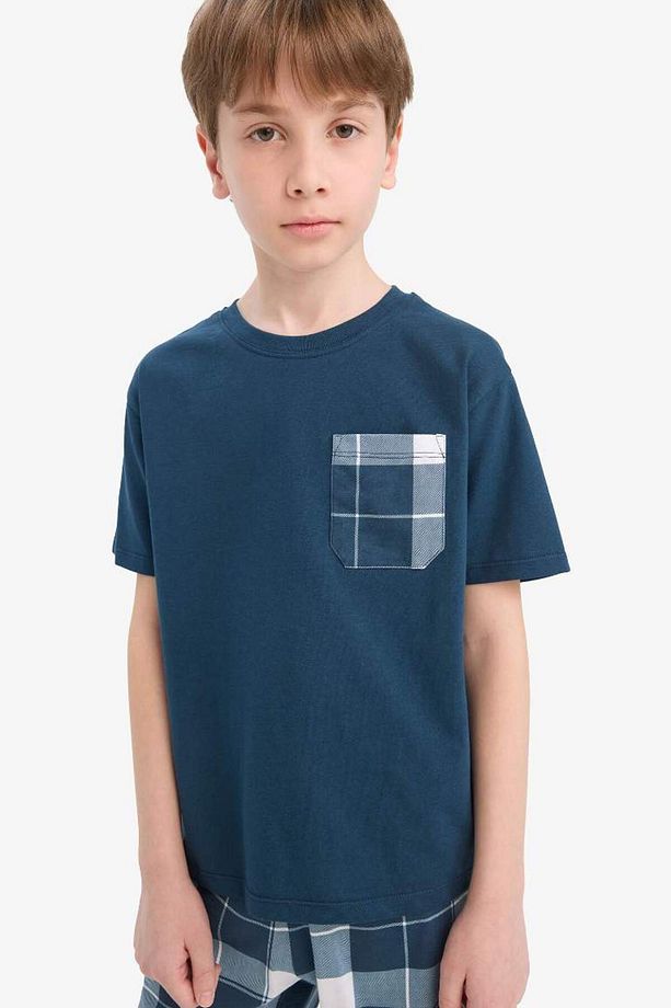 Erkek Çocuk Pijama Takımı Kısa Kollu Üst Kareli Şort E0020a825hs - 4
