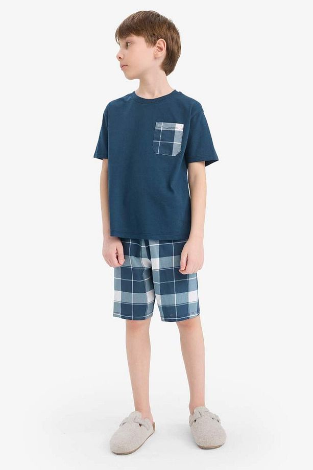 Erkek Çocuk Pijama Takımı Kısa Kollu Üst Kareli Şort E0020a825hs - 2