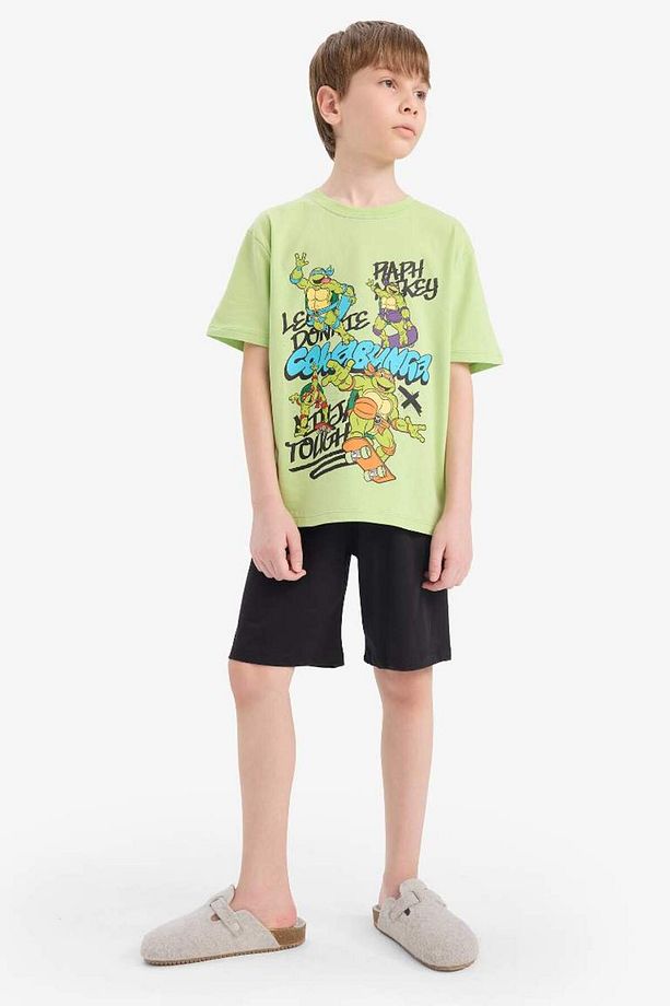 Yeni Sezon Erkek Çocuk Ninja Turtles-Retro Pijama Takımı Kısa Kollu Üst Şort - 1