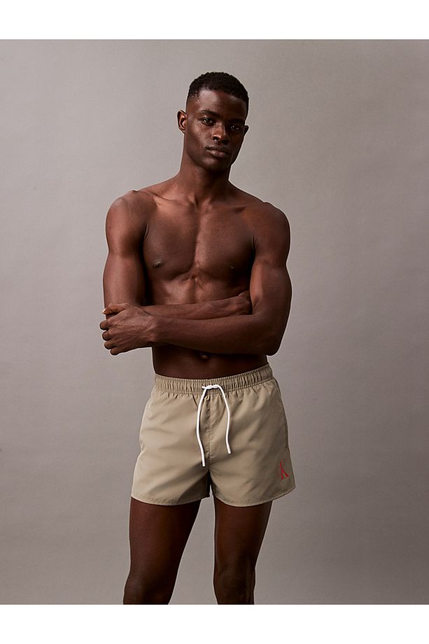 Short Drawstring Swim Shorts - CK Monogram - 1