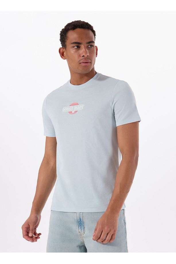 Jeans Bisiklet Yaka Desenli Mavi Erkek T-Shirt M5GI23K8HM0G7O7 GJ SS CN SLIM SUNS - 3