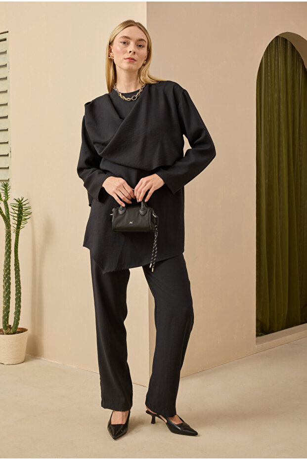 Shawl Collar Modal Suit Black