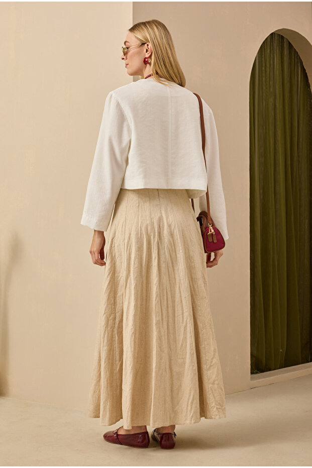 Parçalı Keten Etek - 3