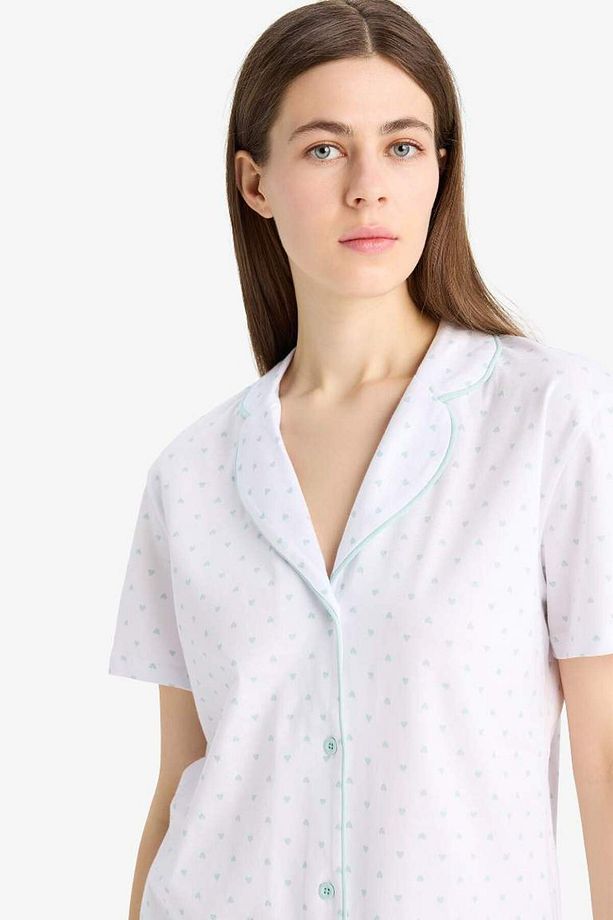 Regular Fit Pijama Takımı Kısa Kollu Üst Esnek Belli Uzun Alt-fall In Love E0265ax25sp - 5