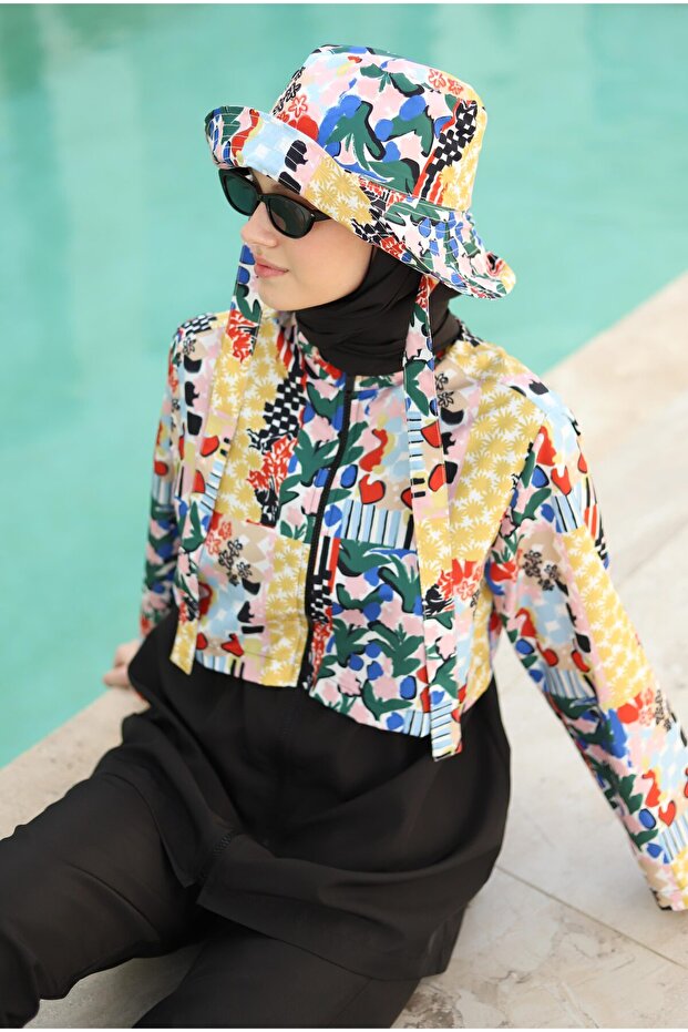 Σχέδιο κοντό μαγιό Hijab Patchwork - 1