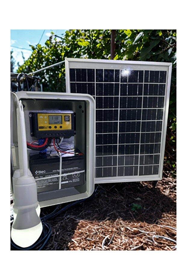 Taşınabilir 25w Güneş Paneli 2 Lamba ve USB Cep Telefonu Şarj Sistemi - 3