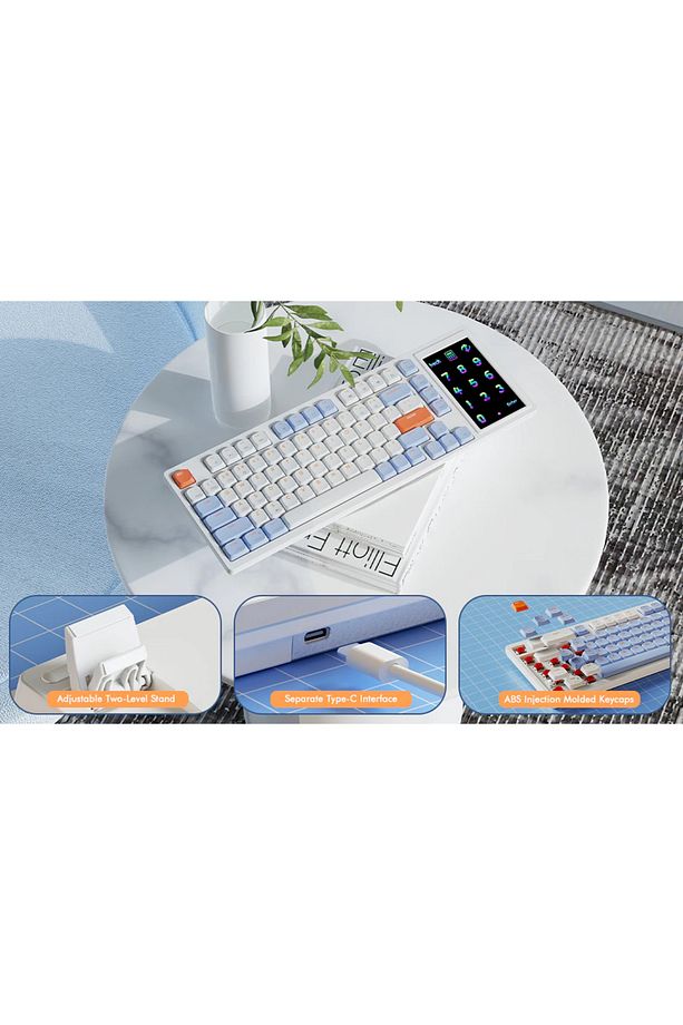 Ajazz Akp815 %75 Low Profile Mekanik Klavye 4.33'' Ekran Programlanabilir Rgb Gasket Brown Switch - 4