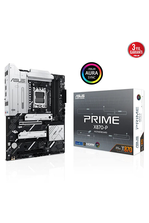 ASUS PRIME X870-P, 4xDDR5, 4xM.2, HDMI, DP, Type-C, AM5 Soket GAMING Anakart
