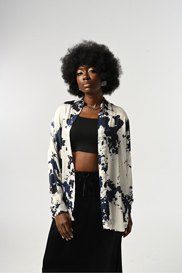 Women's Mixed Patterned Oversize Shirt