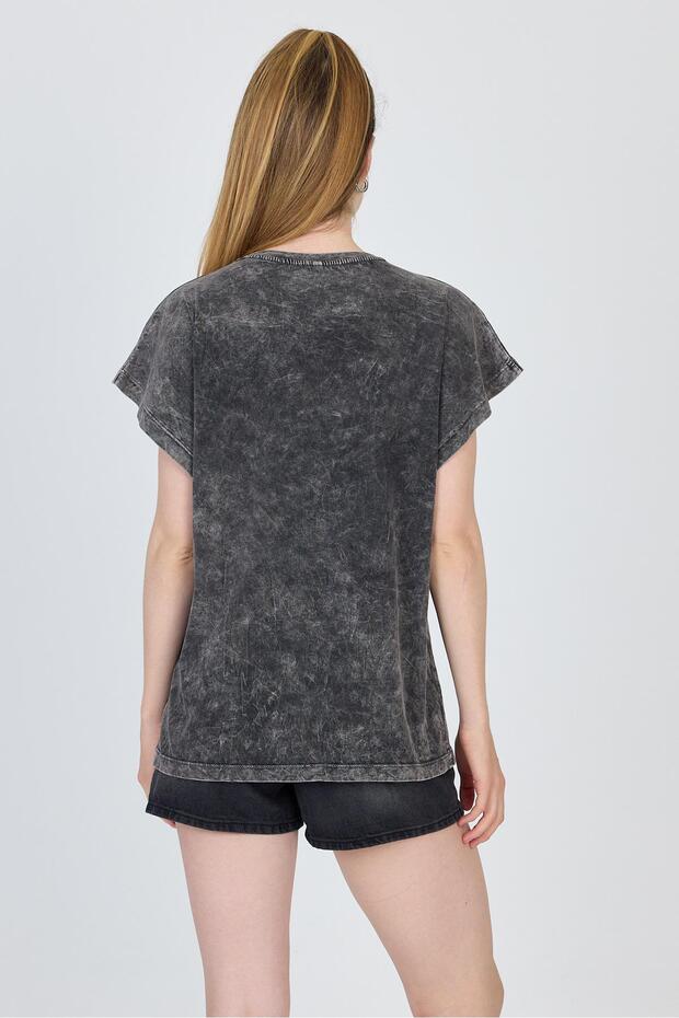 Anthracite Washed Oversize Basic T-Shirt 253014 - 5