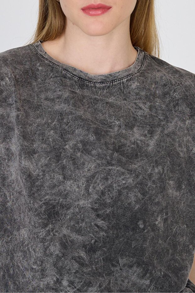 Anthracite Washed Oversize Basic T-Shirt 253014 - 4