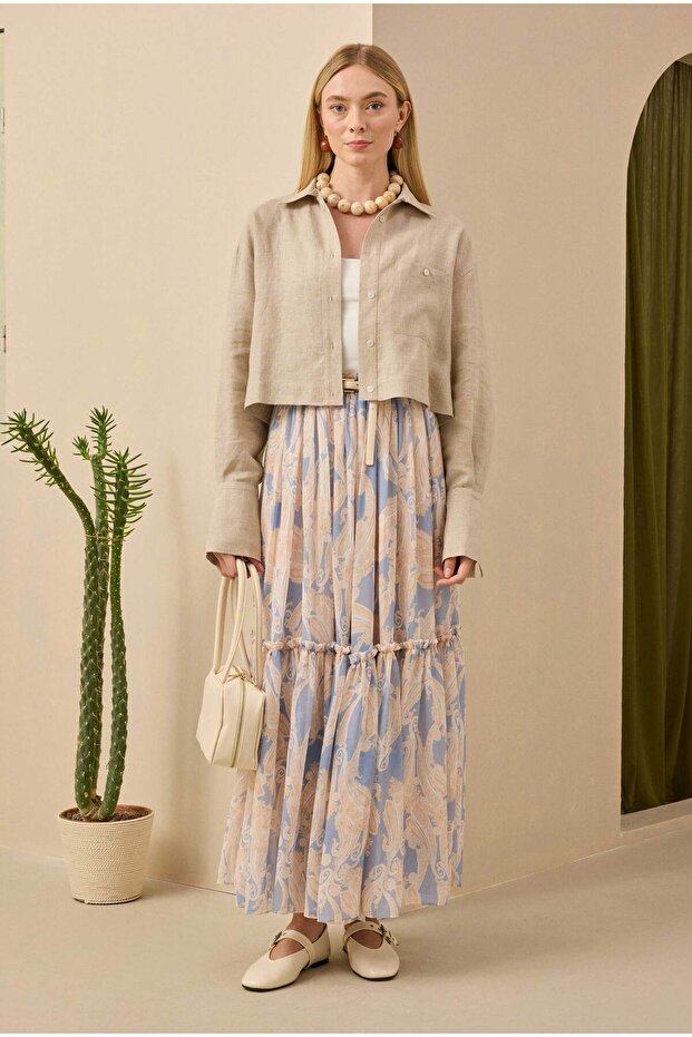 Keten Crop Gömlek - 4