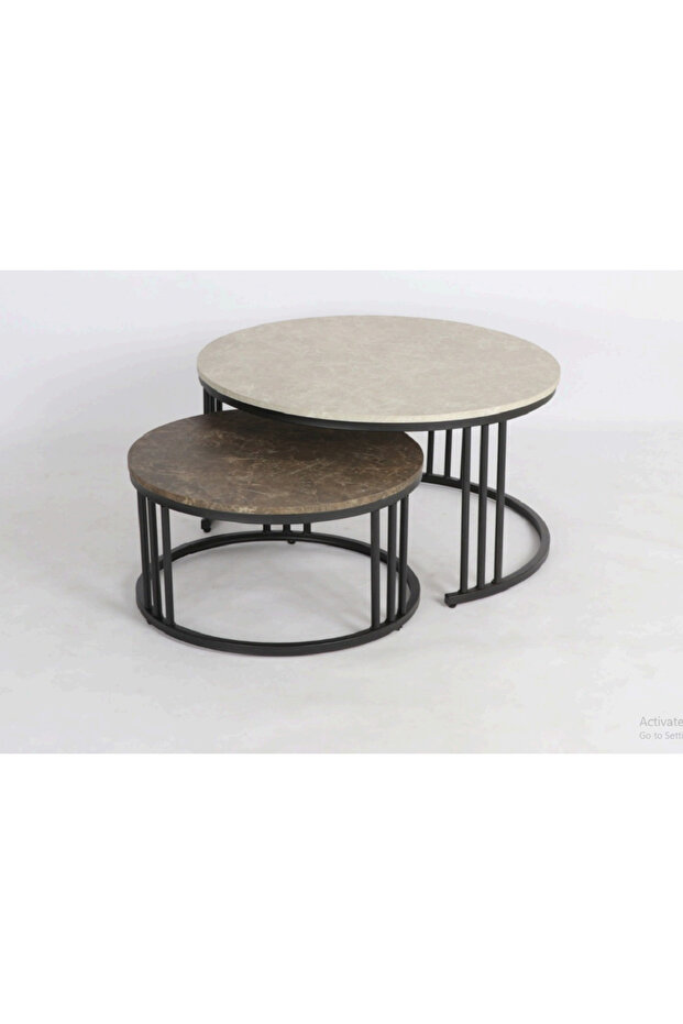 طاولة قهوة معدنية جديدة للعرض الداخلي متعددة الطبقات باللونين الذهبي والأسود - 2