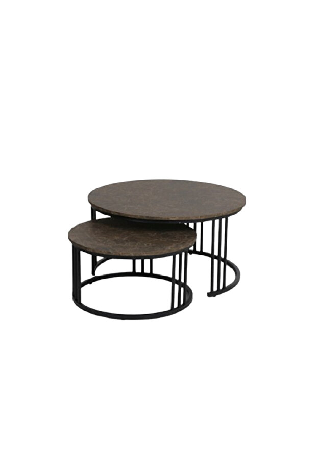 طاولة قهوة معدنية جديدة للعرض الداخلي متعددة الطبقات باللونين الذهبي والأسود - 1