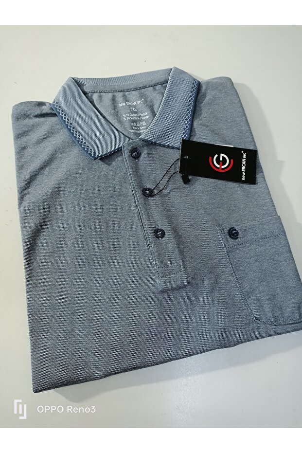 تي شيرت قطني بأكمام قصيرة وجيب واحد مقاس كبير L-6XL مع ياقة متوسطة