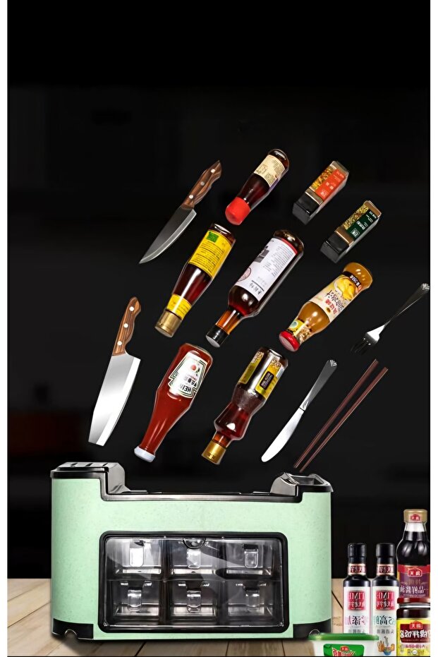 Modern Multi-Use Kitchen Organizer - Spice and Utensil Rack with Storage Below - 5