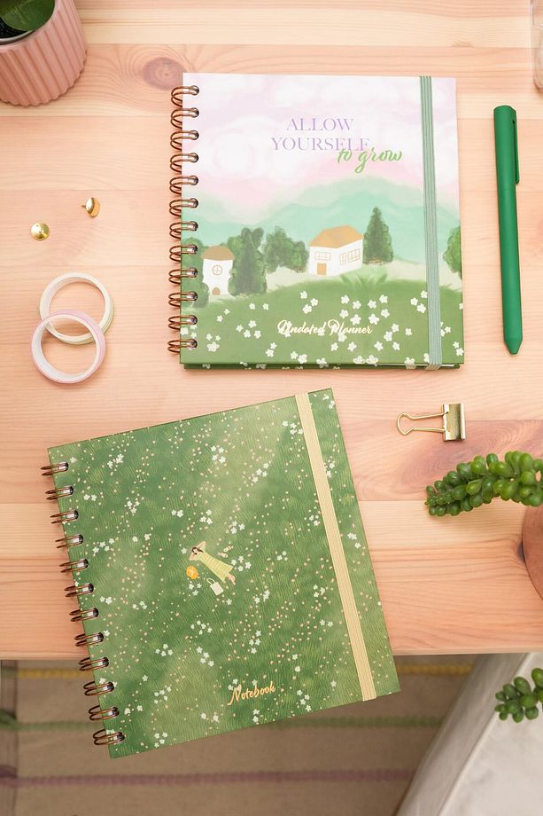 15x15 cm Kare 2'li Set Spiralli Süresiz Planlayıcı Ajanda ve Defter - 5