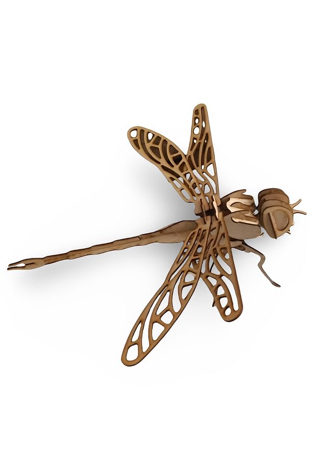 28 Parça Ahşap Yusufçuk Maketi - Ahşap Yusufçuk Figürü - 3D Dragonfly Ahşap Figür - 4