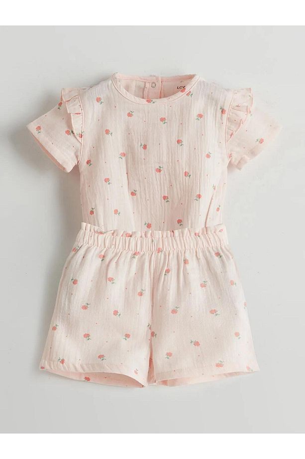 LCW baby Çiçekli Çıtçıtlı Body ve Şort 2'li (S5) - 1