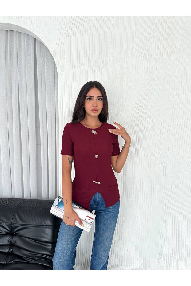 Metal 3 Button Blouse - 3