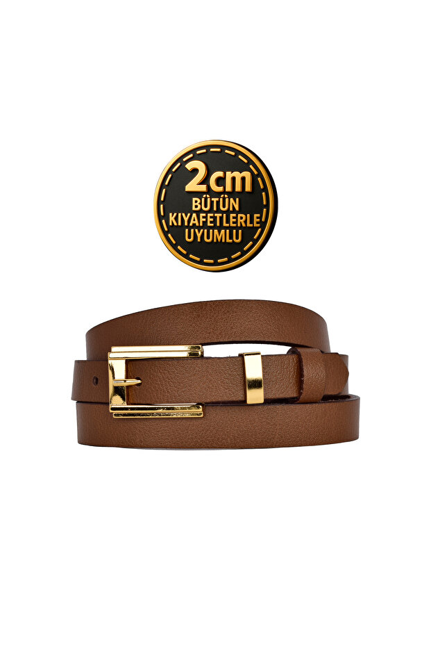 100% Genuine Leather Gold Color Suit Bridge Brown Women's Belt 2cm Fits the Whole Outfit_Byk-Gold