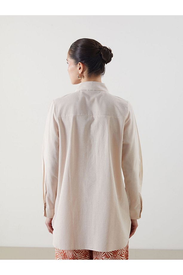 LCW Modest Bej Regular Fit Kadın Gömlek Tunik S5FH76Z8NVY25 - 4