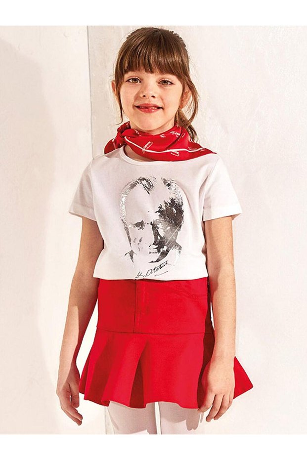 Crew Neck Ataturk Printed Short Sleeve Girl's T-Shirt (0S)