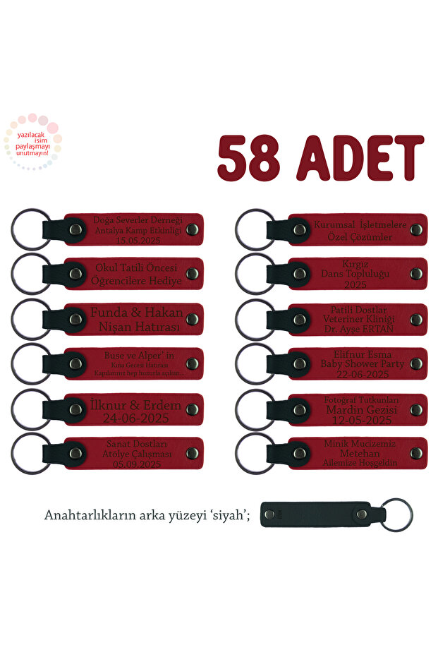Message Writable Keychain, Red & Black, Gift for Participants in Special Events, Set of 58